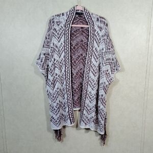 11515 FINAL PRICE Lovoosh maroon and cream sweater knit open front cardigan L